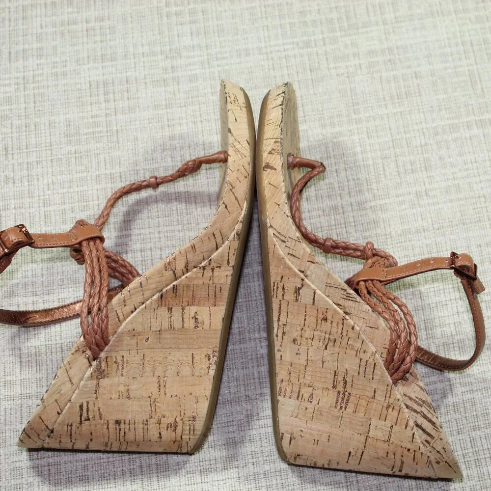 Gianni Bini Brown Braided Strap Cork Wedge 4